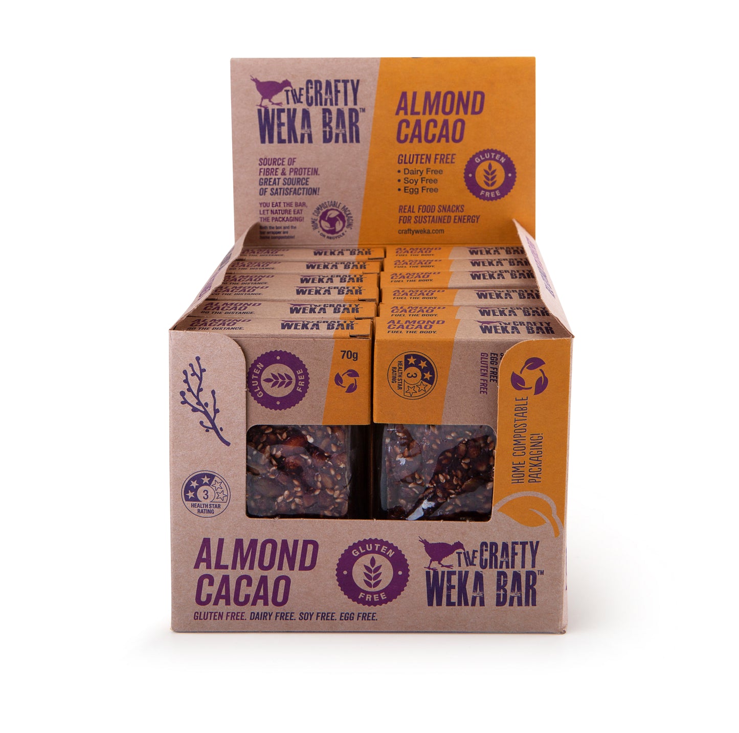 12x Almond and Cacao Flavour Gluten Free Snack Bars