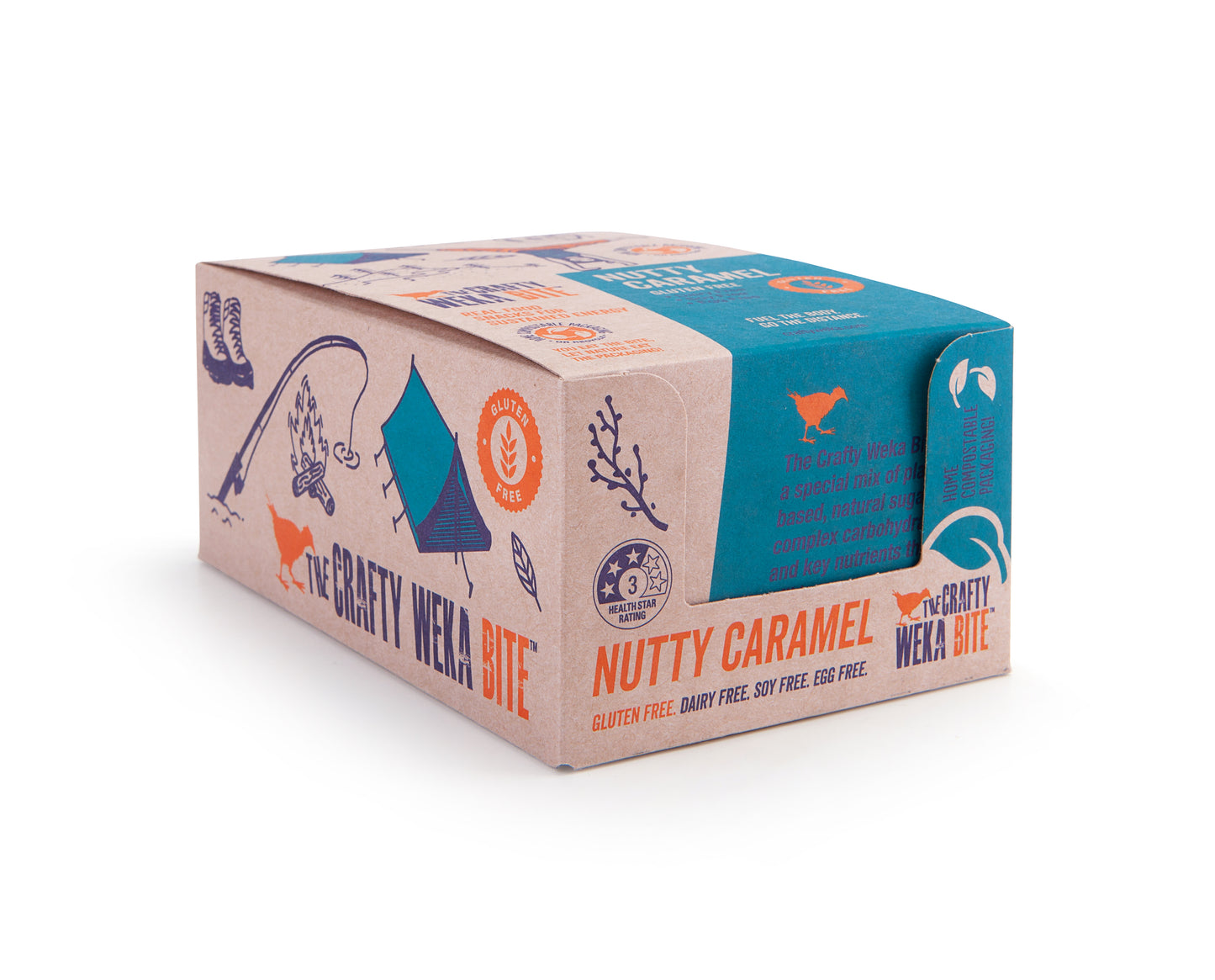 12x Bite Size Nutty Caramel Flavour Gluten Free Snack Bars