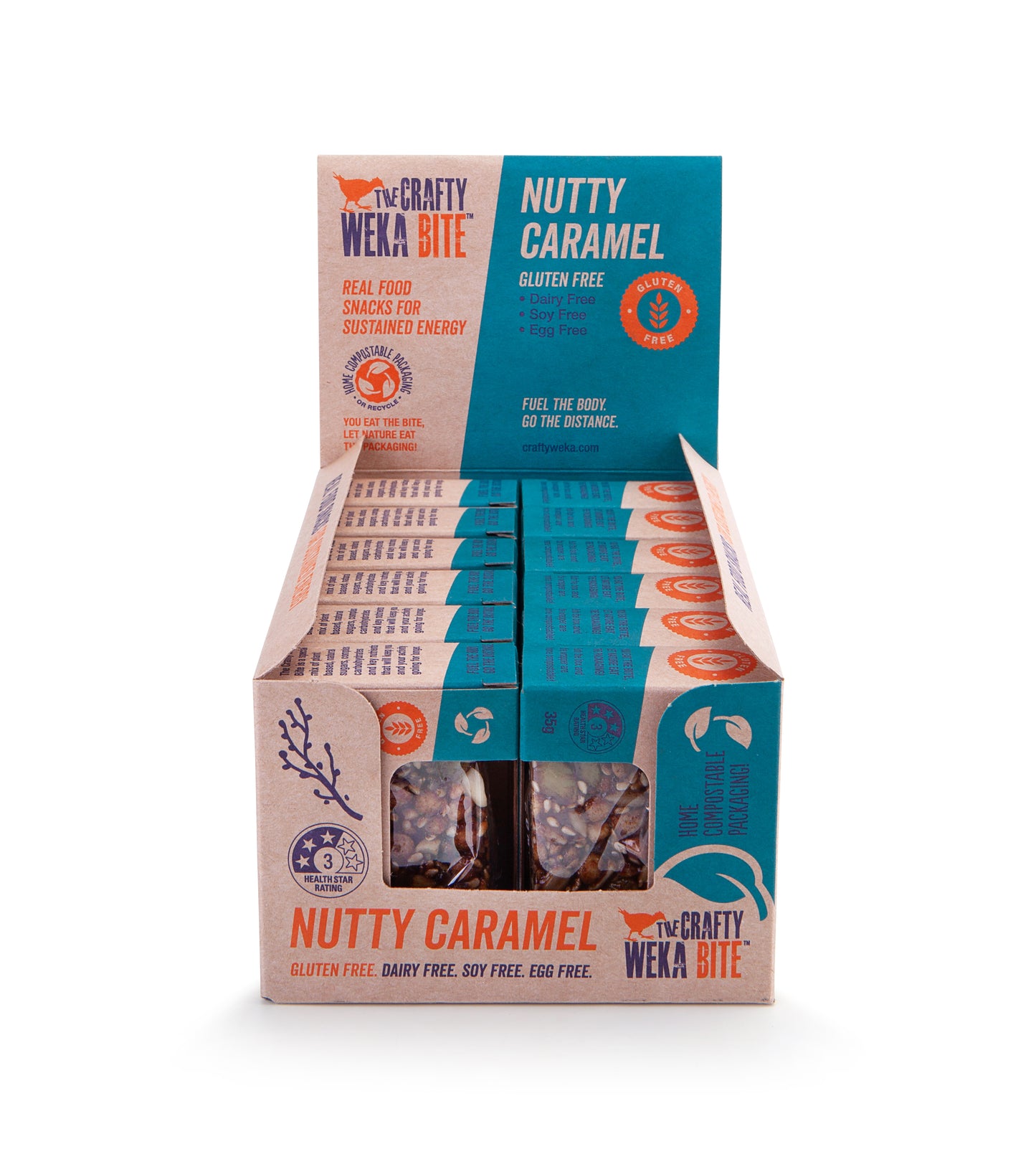12x Bite Size Nutty Caramel Flavour Gluten Free Snack Bars