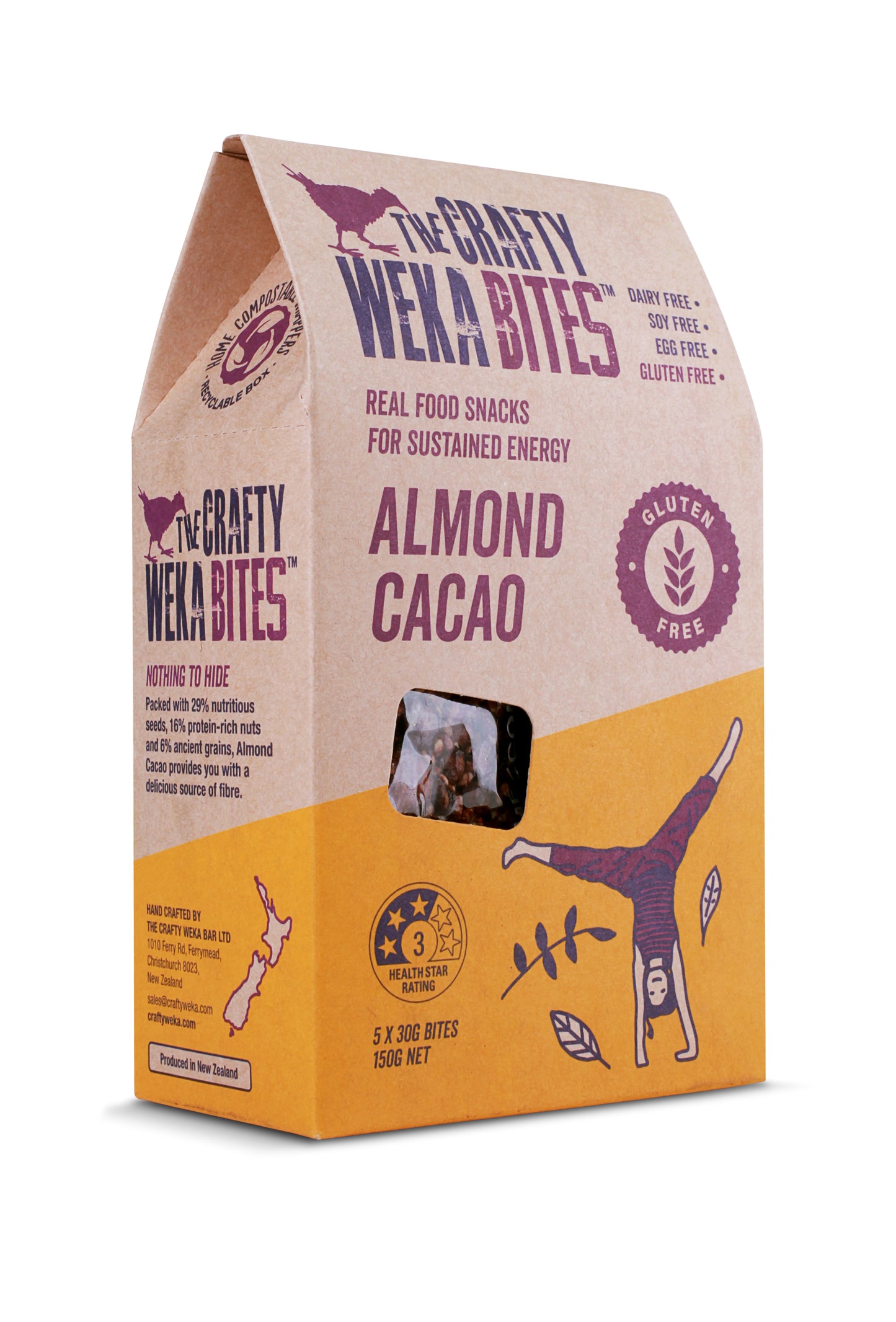 25x Almond Cacao Flavour Gluten Free Bite Size Snack bars (5x Packs of 5)