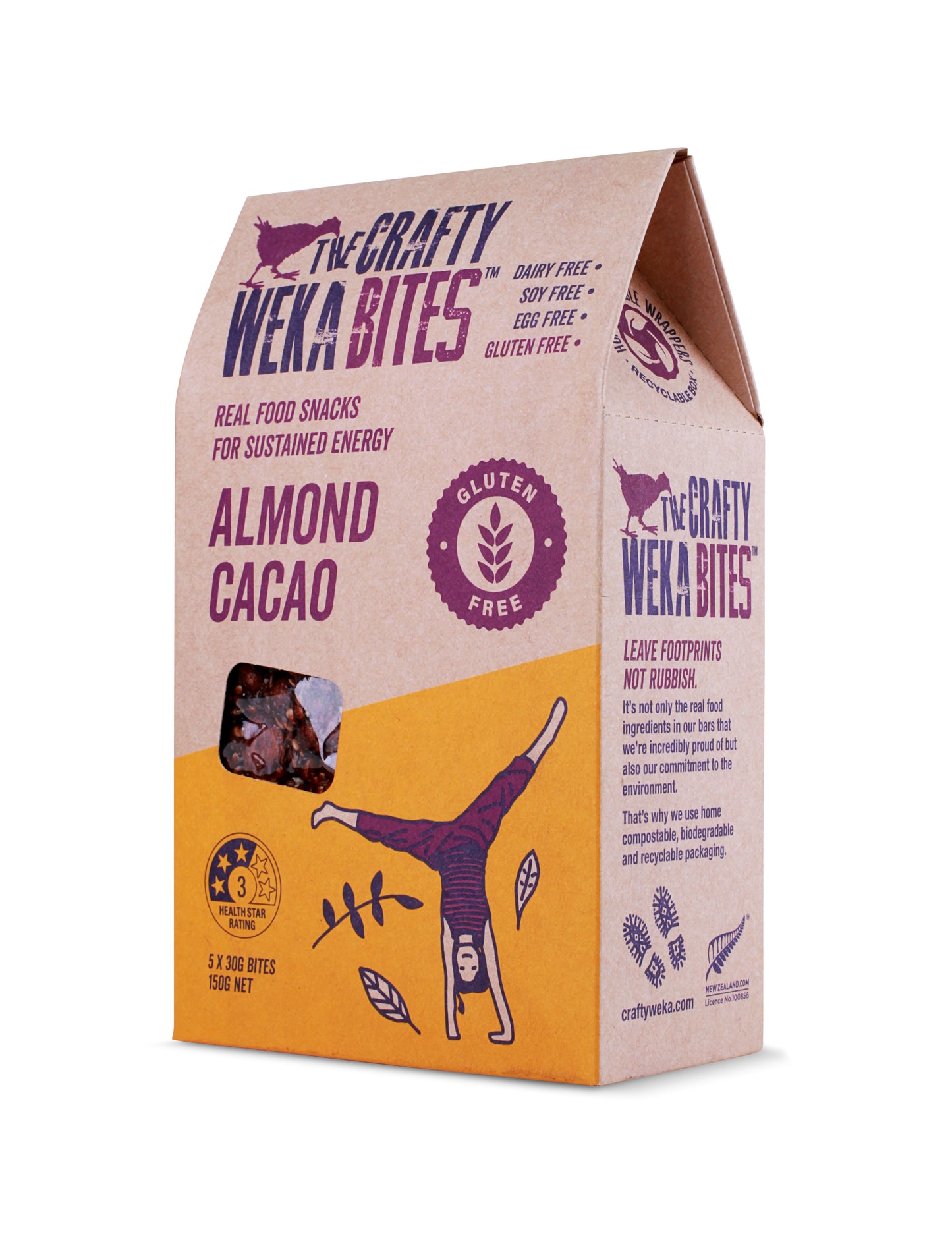 25x Almond Cacao Flavour Gluten Free Bite Size Snack bars (5x Packs of 5)