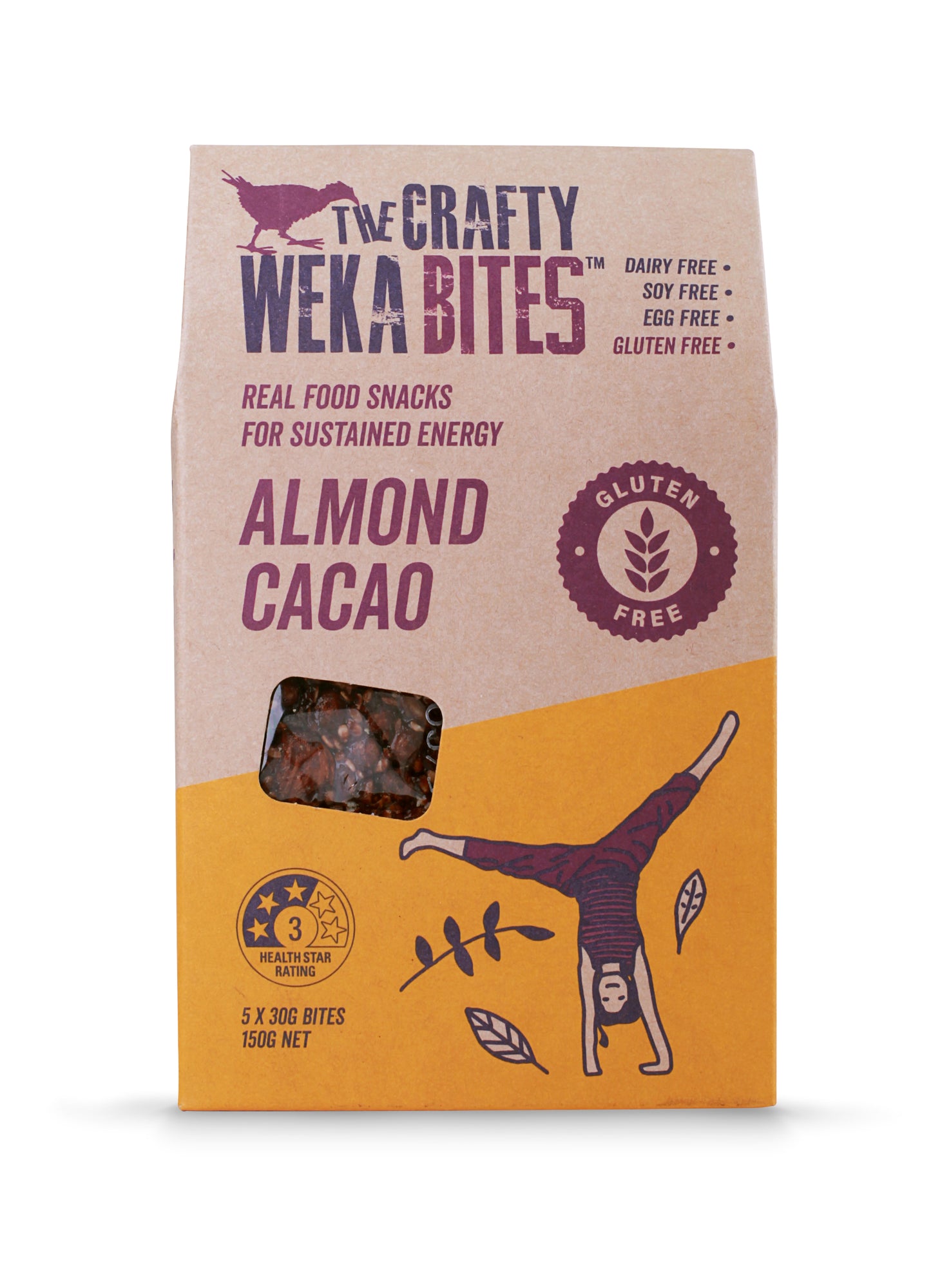 25x Almond Cacao Flavour Gluten Free Bite Size Snack bars (5x Packs of 5)