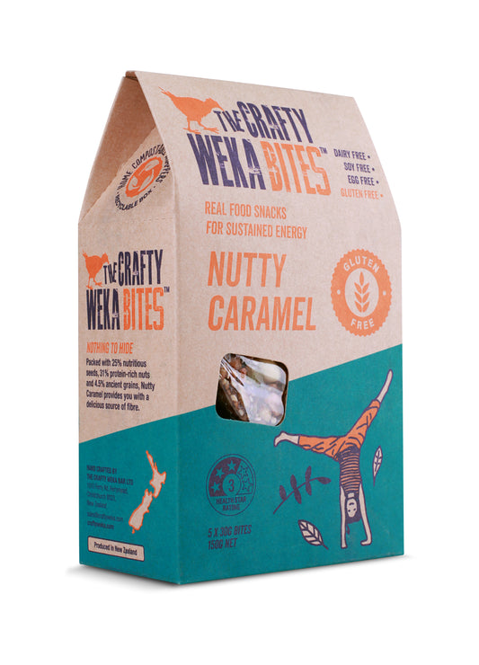25x Nutty Caramel Flavour Gluten Free Bite Size Snack bars (5x Packs of 5)