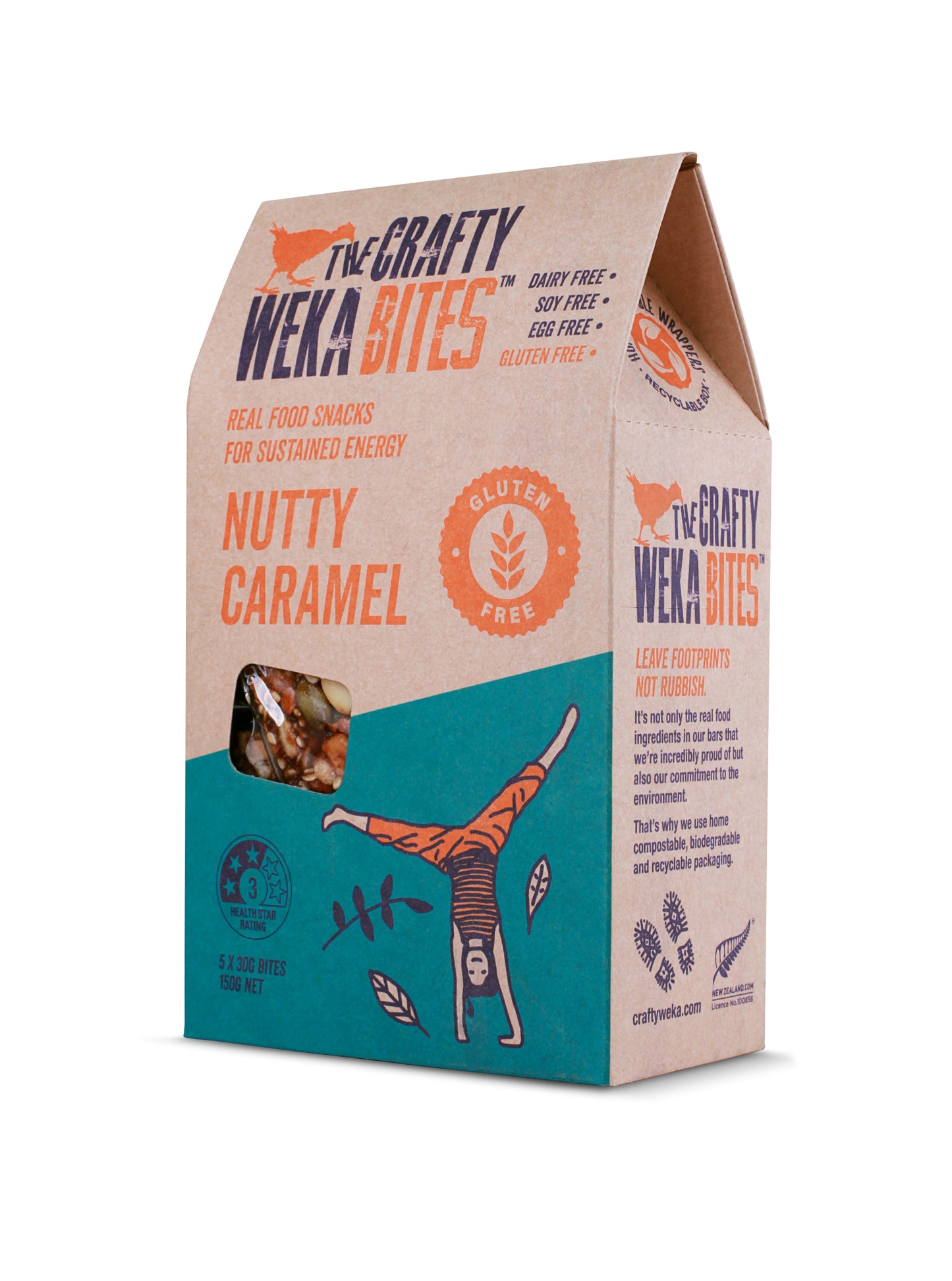 25x Nutty Caramel Flavour Gluten Free Bite Size Snack bars (5x Packs of 5)