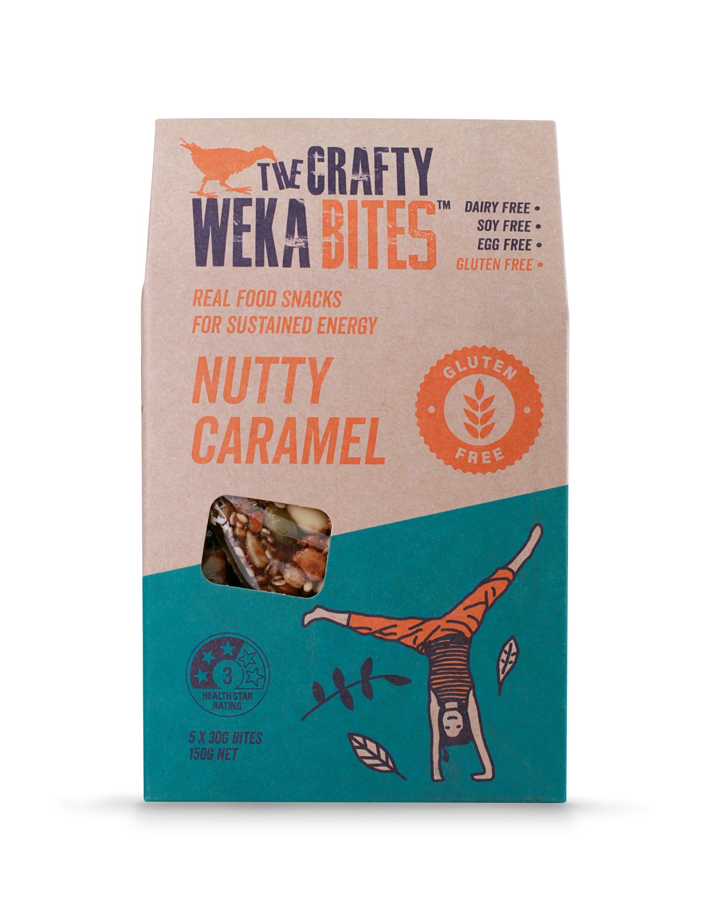 25x Nutty Caramel Flavour Gluten Free Bite Size Snack bars (5x Packs of 5)